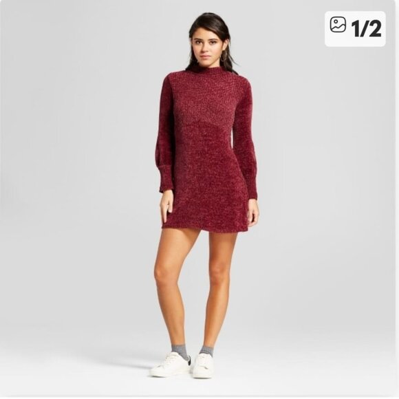 Xhilaration Burgundy Chenille type Sweater Dress Size S – Soft Knit, Used 2× - Picture 3 of 6